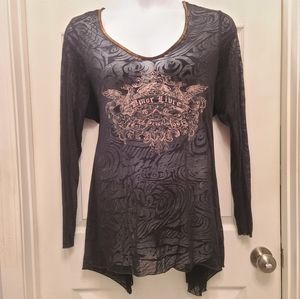 Lane Bryant Seven7 Luxe Burnout Design Sheer Top